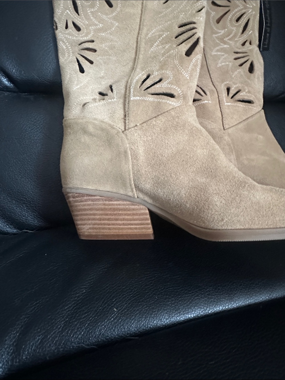 House of Harlow 1960 Beige Tan Suede Over-the-Knee Cutout Boots - Picture 6 of 6